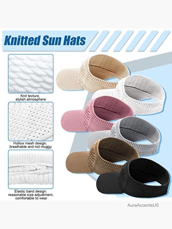 6 Pack Knitted Visor Hats Elastic Sports Sun Hat Wide Brim Quick Dry main image 4